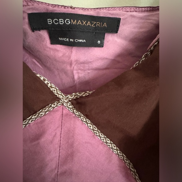 BCBG Maxazria Color Block Purple Brown Sleeveless Midi Dress Size 8 - Picture 4 of 13